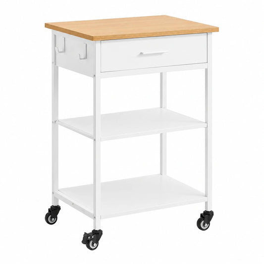 chariot-de-cuisine-mobile-avec-tiroir-et-crochets-beige-chene-et-blanc-keoiph8724ns